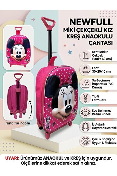 NEWFULL Girl's Kindergarten Nursery Bag with Embossed Illustrations and Puller
