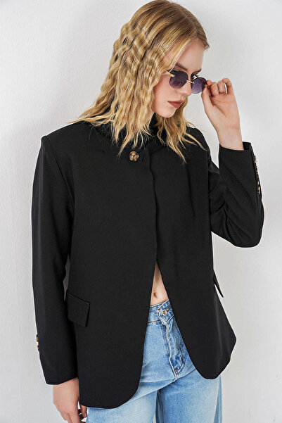 alita butik Women's Single Button Oversized Blazer Jacket