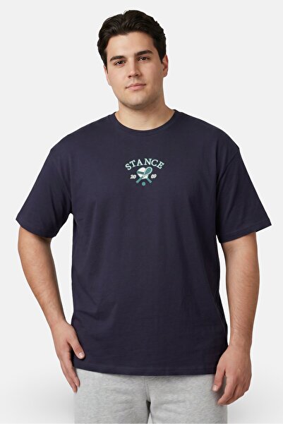 Stance Men Crew Neck Short Sleeve Brand Logo T-Shirt, Dark Navy