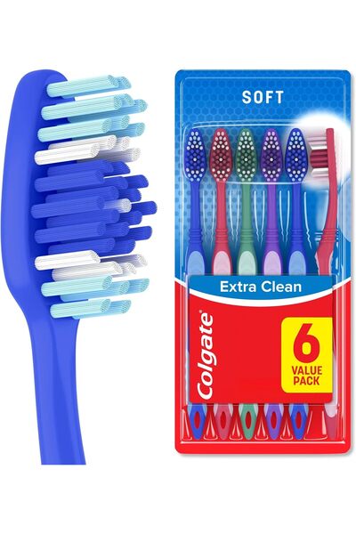 Colgate Extra Clean Soft Full Head Toothbrush Set, 6 Pieces, Booklet, Adult, ...