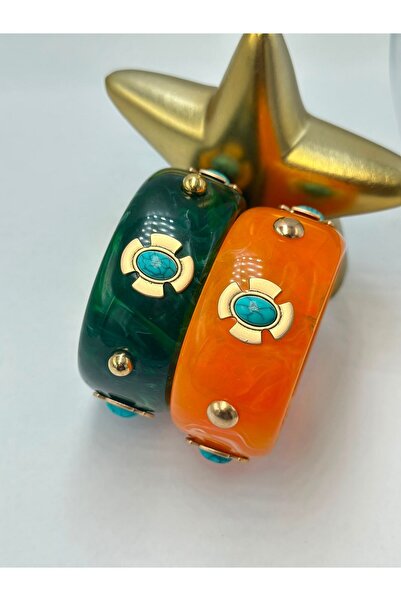BYYEŞO Turquoise Stone Detail Premium Clamp Green
