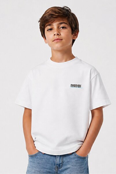 Onadime Kids Boy Crew Neck Short Sleeve Graphic Print T-Shirt, White