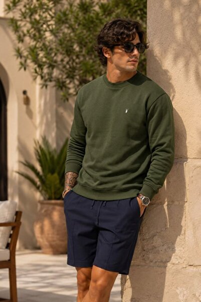 COMBİNE MİCHAİL Knitted Long Sleeve Khaki Men's Sweatshirt