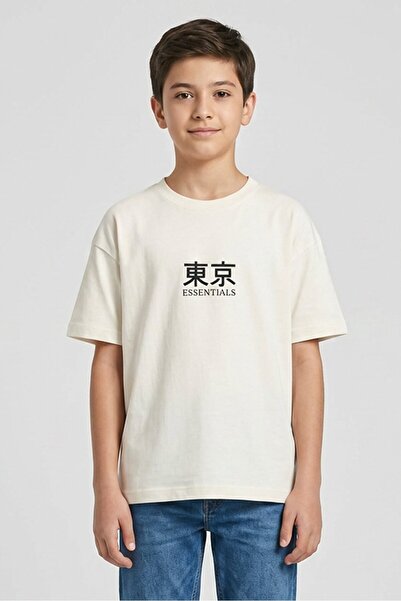 BLANK ESSENTIALS Kids Boy Short Sleeve Brand Logo T-Shirt, Off White