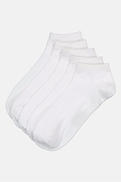 JJ Rebel Men 5 Pairs Solid Ankle Socks, White