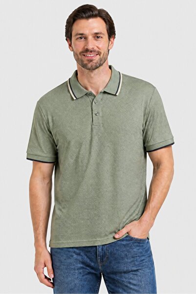 London Fog Men Regular Fit Textured Short Sleeve Polo Shirt, Sage Green