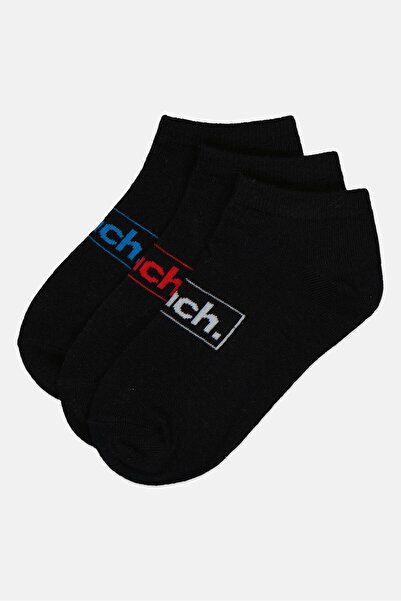 BENCH Kids Boy 3 Pairs Brand Logo Ankle Socks, Black