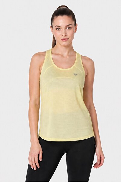 MIZUNO Women Sportswear Fit Sleeveless Training Tank Top, Lime Yellow