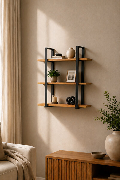 Avmpark Raft decorativ de perete Yanke cu 3 rafturi 60x60 cm Bibliotecă moder...