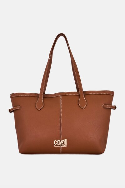 Cavalli Class Women Brand Logo Tote Bag, Brown