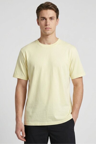 Stance Men Crew Neck Short Sleeve Solid T-Shirt, Yellow