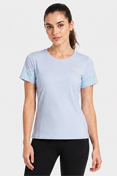 MIZUNO Women Sportswear Fit Short Sleeve Training T-Shirt, Light Blue