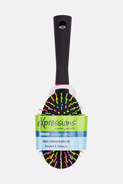 Expressions Women Rainbow Oval Cushion Detangle Brush, Black