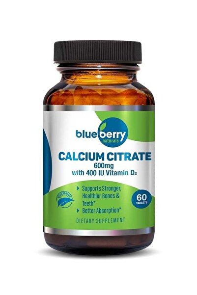 Blueberry Naturals BLUBERY Calcium Citrate 600mg with Vitamin D3, 60 Tablets