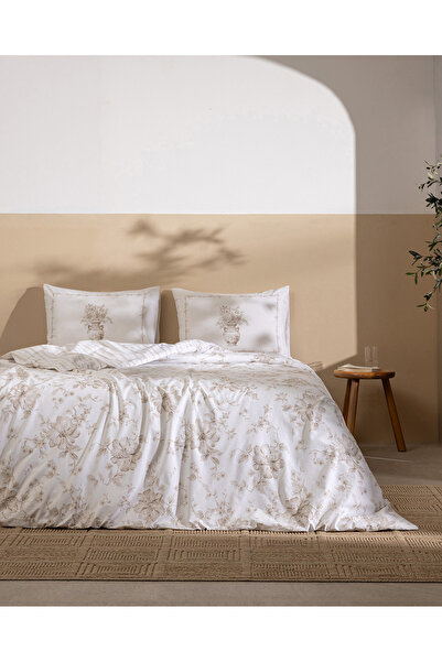 Madame Coco Chapele King Size %100 Pamuk Ranforce Baskılı Lastikli Çarşaflı N...