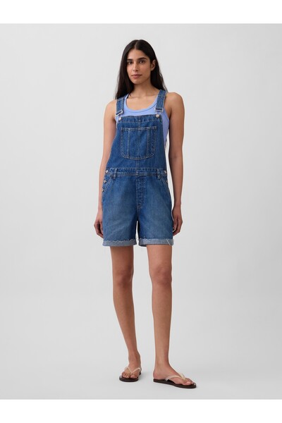 GAP Kadın Mavi Loose Denim Tulum