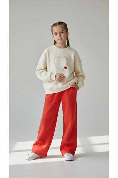 Generic Brand Girl's Heart Embroidered Tracksuit Set, 3 Thread Embroidered To...