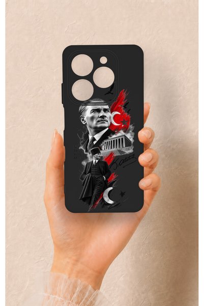Vip Case حافظة سيليكون متوافقة مع هاتف Tecno Spark 20C بنمط أتاتورك أنماكتابير