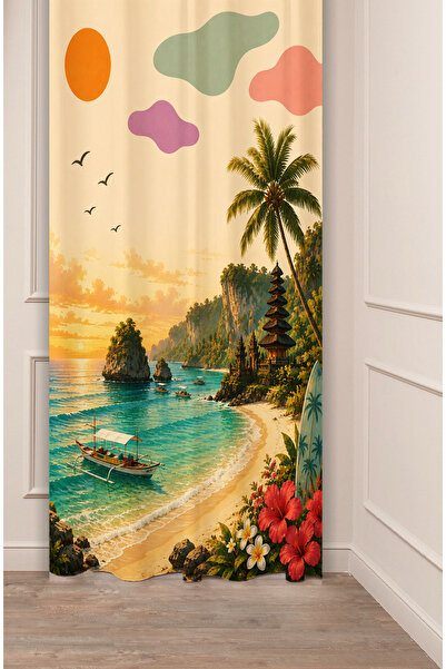 GREENDECOR Bali Tropik Ada Tropical Paradise Bali Designed Retro Illustration...