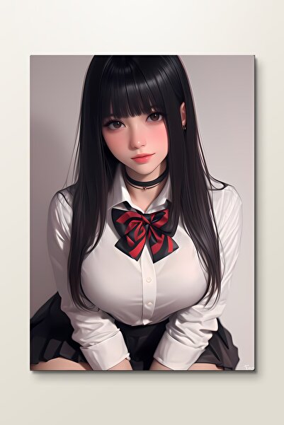 ArtPlaka Okul Üniformalı Anime Kız - Anime Metal Tablo - Mıknatıslı Montaj - ...