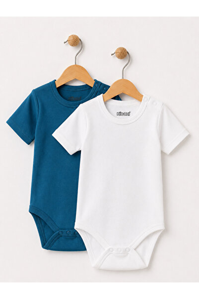 Kidaxi 2-Pack Short Sleeve Crew Neck Snap Fastener Bodysuits