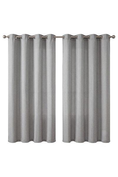 OtherMax Perdele Semitransparente din In cu Inele Gri 2 Panouri 130 x 245 cm ...