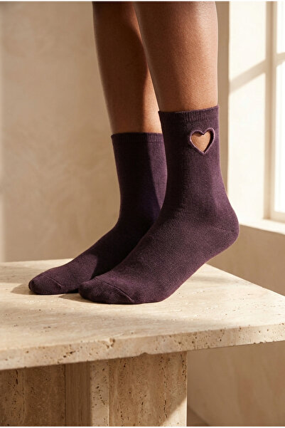 Katia&Bony Women's Heart Window Socks Dark Purple