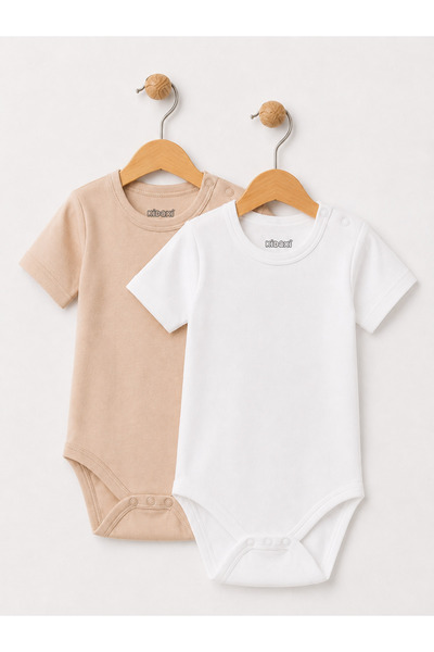 Kidaxi 2-Pack Short Sleeve Crew Neck Snap Fastener Bodysuits