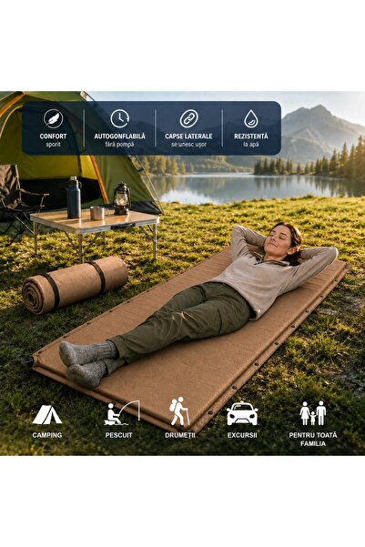 Generic Brand Saltea camping, dormit, autogonflabila, drumetii, vacante, maro