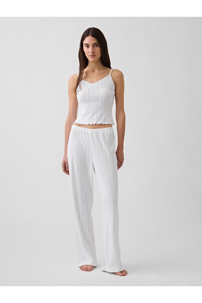 GAP Kadın Beyaz Pointelle Pijama Altı