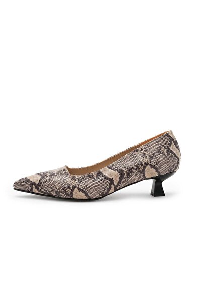 Mio Gusto Mink Color Animal Patterned Low Heeled Shoes