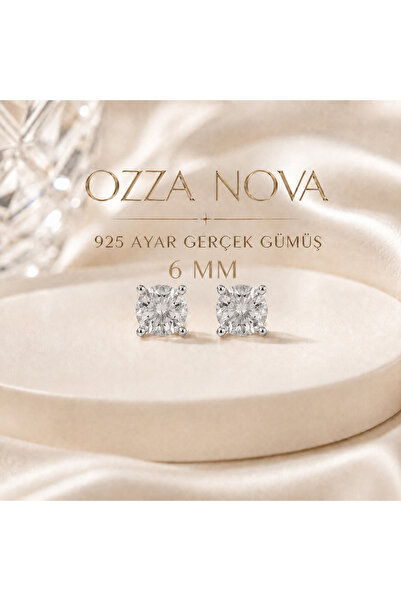 925 Ayar Gerçek Gümüş 6 mm Zirkon Taşlı Tektaş Küpe Kadın Erkek Çocuk Unisex