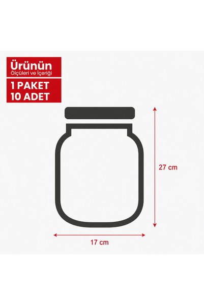 PALPAK Kalp Desenli Büyük Boy Kavanoz Görünümlü Kilitli Doypack Saklama Poşeti (17x27Cm - 1000ml) 10 Adet