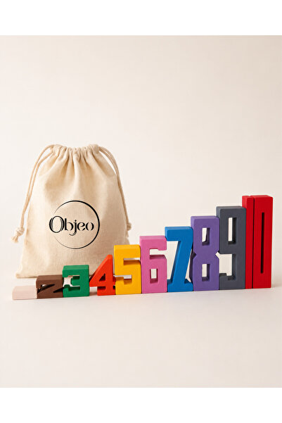 objeo Eğitici Sayı Blokları - Okul Öncesi Matematik Etkinlik Oyuncak (Bez Kes...