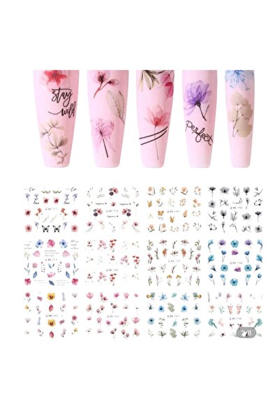 OEM Stickere autocolante, pentru unghii, model floral, multicolor, 240 buc