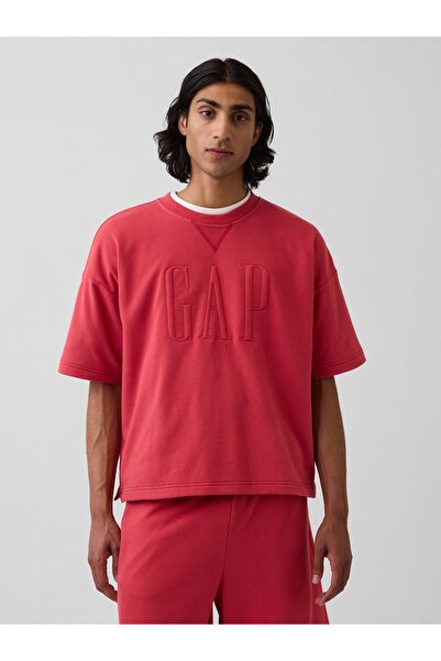 GAP Erkek Kırmızı VintageSoft Terry Oversize Logo Sweatshirt