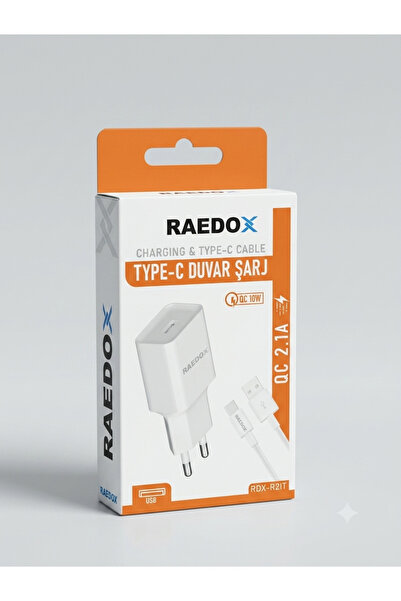 RAEDOX RDX-R2IT Type-C Şarj Kablosu ve 2.1A QC 10W Hızlı Şarj Adaptörü Seti -...
