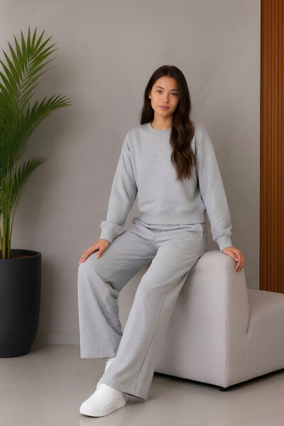 MODANINO Girl's Sim Stones+Double Face Fabric Top and Bottom Set 5-15 Years 1...