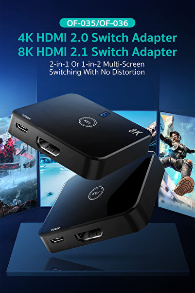 COTECi محول HDMI 2.0 ثنائي الاتجاه بدقة 4K و60 هرتز (2 في 1 / 1 في 2)