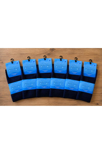 DERİNMAVİTASARIM Special Modal Yarn Knitted 6 Pieces Dark Blue Diabetic Socks