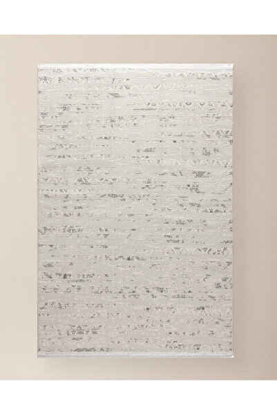Madame Coco Beuil Halı - Beyaz/Gri - 80x300 cm