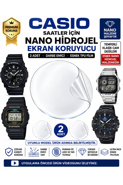 Astakos Casio Uyumlu GA-2100-1A1 Nano Hidrojel Darbe Emici 2 Adet Ekran Koruy...