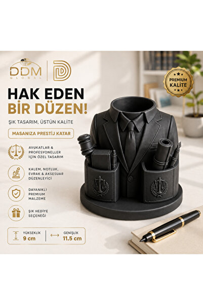 DDM GLOBAL حامل أقلام لتنظيم سطح المكتب بتصميم المحامي باللون الأسود - حامل أ...