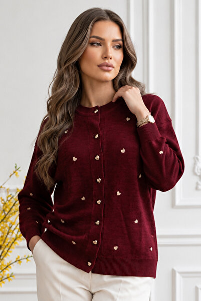 benguen Hearted Knitwear Cardigan N3219 Claret Red