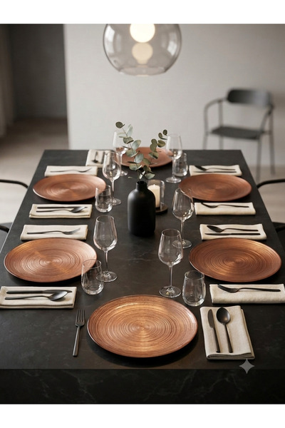 EVBİENTE Aura Copper Plate 6-Piece Serving Plate