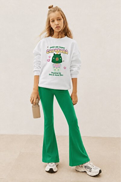 Belya Kids Wear Set pentru fete, top și colanți supradimensionați, design Cap...