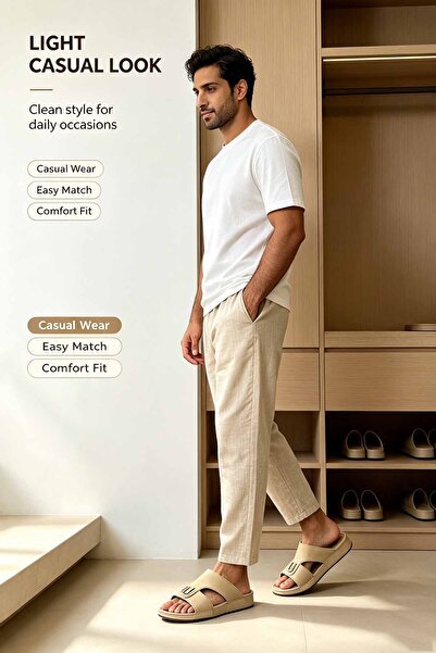 GlobalOne Mart Fashion Men Leather Slides Designed by Italian Designer, Slip‑...