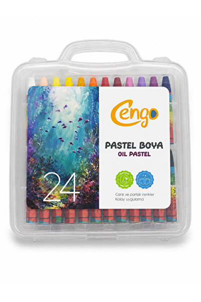 Cengo 24 Renk Çantalı Yağlı Pastel Boya Seti Canlı Parlak Renkler