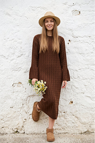 SAYZEN YOUR SHİNE Hair Braided Relaxed Cut Women's Knitwear Dress