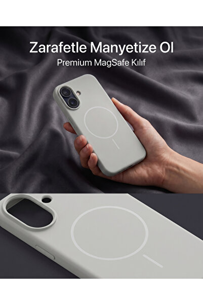 iPhone 17 Uyumlu Gri Silikon Kılıf – MagSafe Uyumlu